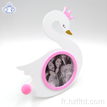 Cadre photo en bois en forme de princesse cygne pour enfants